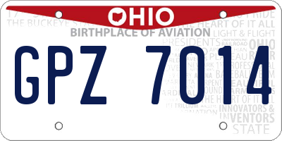 OH license plate GPZ7014