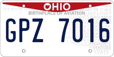 OH license plate GPZ7016