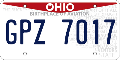 OH license plate GPZ7017