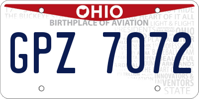 OH license plate GPZ7072
