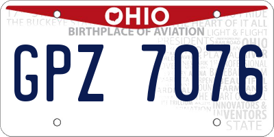 OH license plate GPZ7076