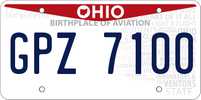 OH license plate GPZ7100