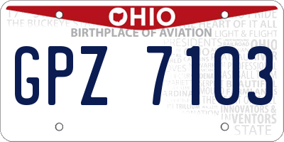 OH license plate GPZ7103