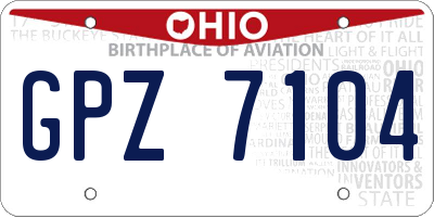 OH license plate GPZ7104