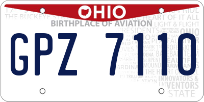 OH license plate GPZ7110
