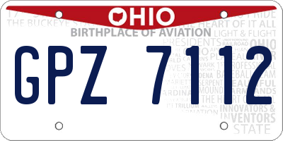 OH license plate GPZ7112