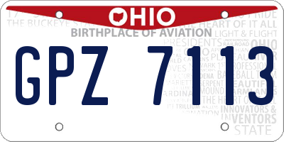 OH license plate GPZ7113