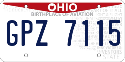 OH license plate GPZ7115