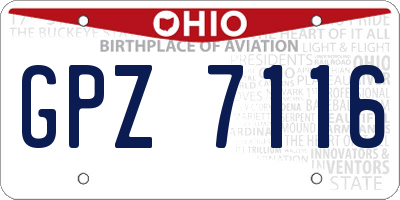 OH license plate GPZ7116