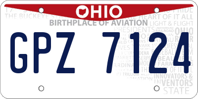 OH license plate GPZ7124