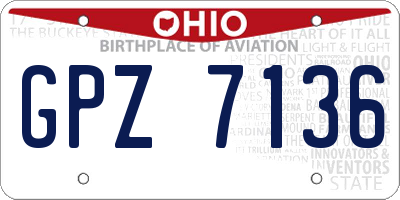 OH license plate GPZ7136