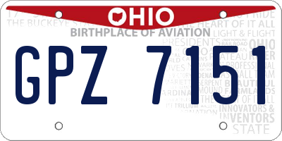 OH license plate GPZ7151