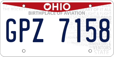 OH license plate GPZ7158
