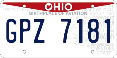 OH license plate GPZ7181