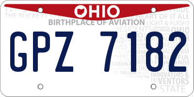 OH license plate GPZ7182