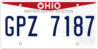 OH license plate GPZ7187