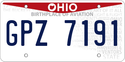 OH license plate GPZ7191