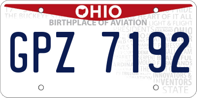 OH license plate GPZ7192