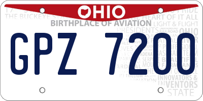 OH license plate GPZ7200