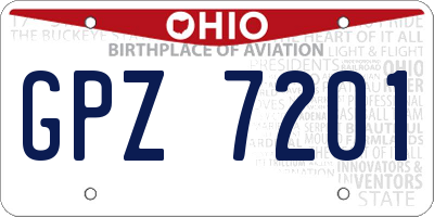 OH license plate GPZ7201