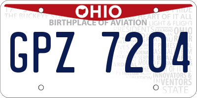 OH license plate GPZ7204