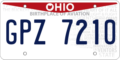 OH license plate GPZ7210
