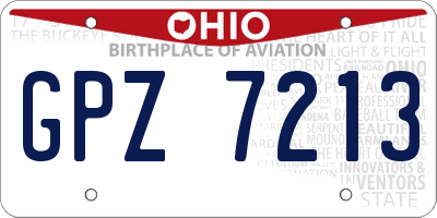 OH license plate GPZ7213