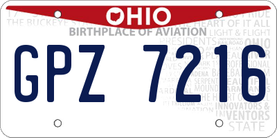 OH license plate GPZ7216