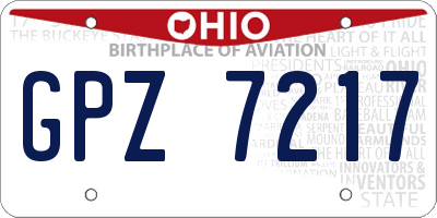 OH license plate GPZ7217