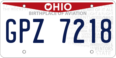 OH license plate GPZ7218