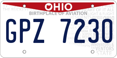 OH license plate GPZ7230