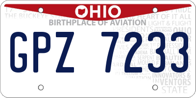 OH license plate GPZ7233