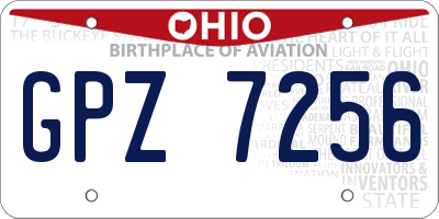 OH license plate GPZ7256
