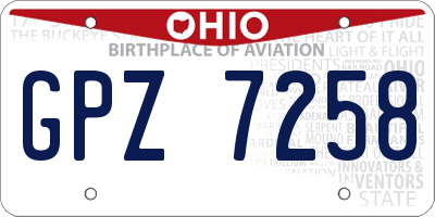 OH license plate GPZ7258