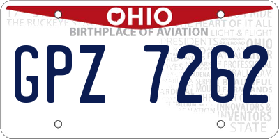 OH license plate GPZ7262