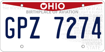 OH license plate GPZ7274