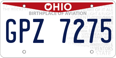 OH license plate GPZ7275