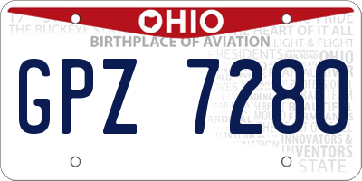 OH license plate GPZ7280