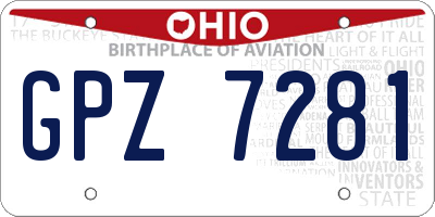 OH license plate GPZ7281