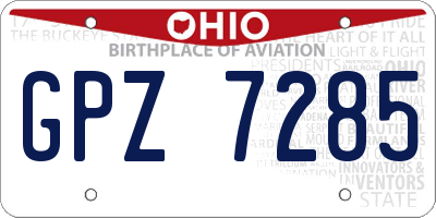 OH license plate GPZ7285