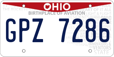 OH license plate GPZ7286