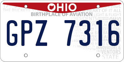 OH license plate GPZ7316