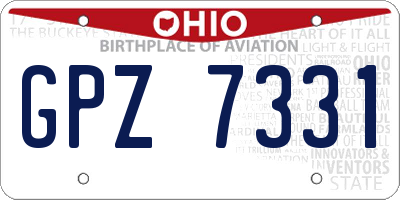 OH license plate GPZ7331