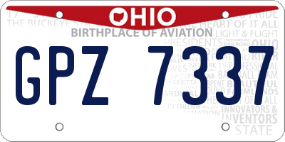 OH license plate GPZ7337