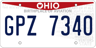 OH license plate GPZ7340