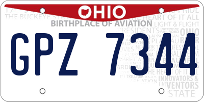 OH license plate GPZ7344