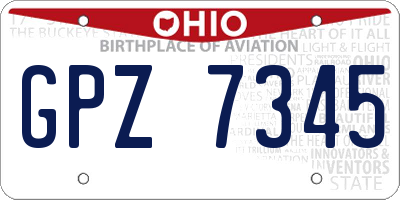 OH license plate GPZ7345
