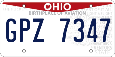 OH license plate GPZ7347