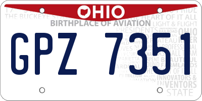 OH license plate GPZ7351