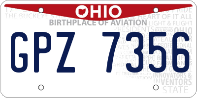 OH license plate GPZ7356